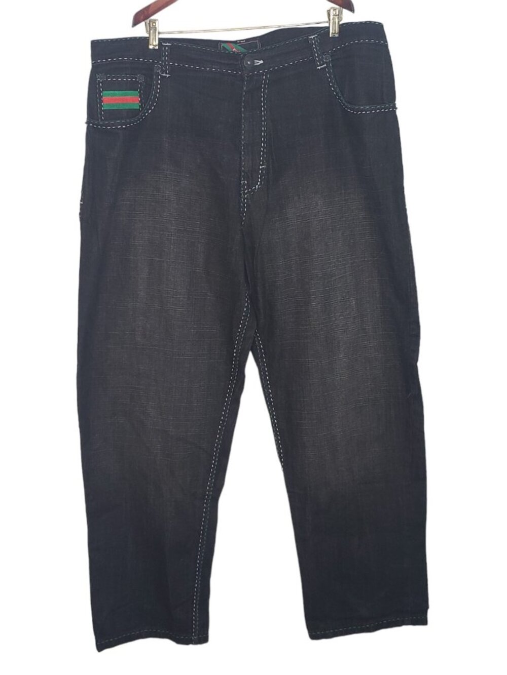 Evolution In Design Jeans Mens 42 x 34 Black Denim Baggy HipHop Urban Streetwear